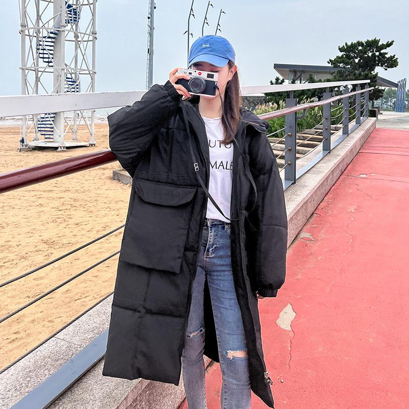 

Зимовий бавовняний одяг, жіноча модна повсякденна бавовняна куртка великих розмірів середньої довжини XL чорний