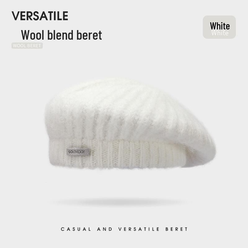 

Женский универсальный вязаный берет в корейском стиле - Ветрозащитный, Защищающий уши, Чистый хлопок и шерсть One Size