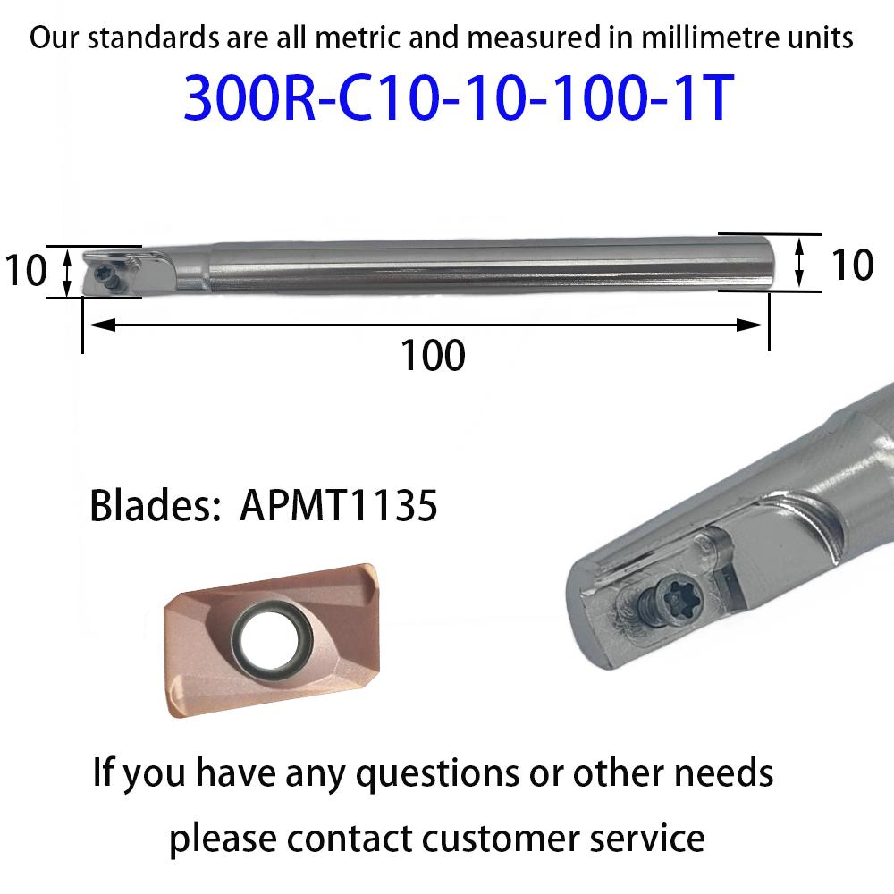 

DMIX BAP300R EAP300R Carbide inserts Clamping milling Cutting Shoulders Right angles Precision End mills For APMT1135 blades 300R-C10-10-100-1T