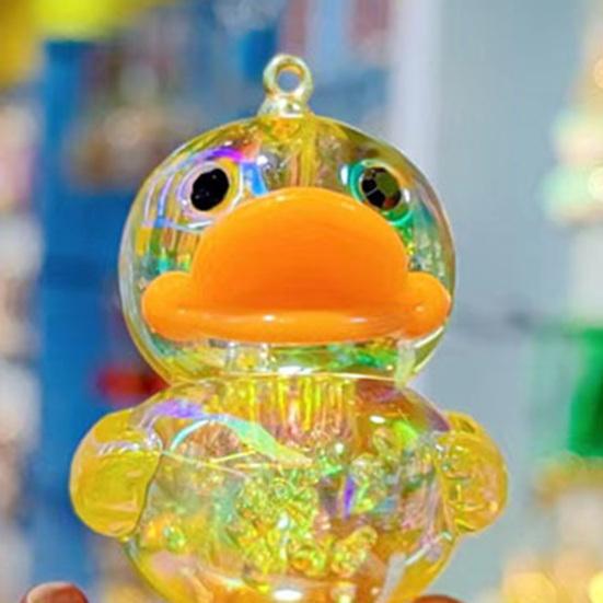Schlüsselanhänger Transparent Macaron-Farbe Perlen Schlüsselkette mit Entenanhänger Tragbar Anti-Verlust Handy-Kettenbeutel Aufhänger
