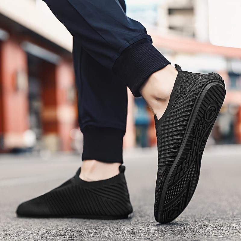 Men's Solid Color Slip on Breathable Sock Shoes, Comfy Non Slip Casual Durable Walking Shoes for Men's Outdoor Activities