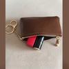 Vintage PU Leather Key Wallet Zipper Coin Purse Mini Key Holder Pouch with Keychain Small Storage Bag for Cash Cards Earphones Lipstick Women Men