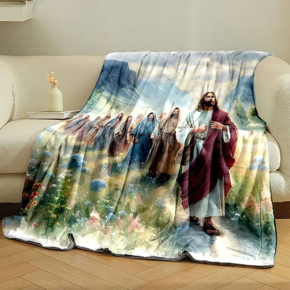 Jesus And Disciples Landscape Blanket  Printed Blanket for Living Room Bed Couch Lunch Break Soft Cozy Blanket for Friend's Festival Gift