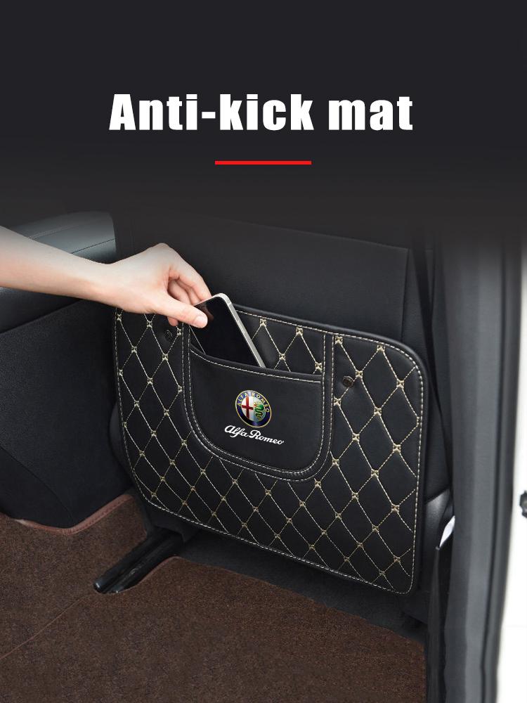 1Pc Car Seat Anti Kick Mat Leather Seat Back Protective Cover For Alfa Romeo Giulietta GT 159 147 156 Mito Brera Giulia F1 Stelv