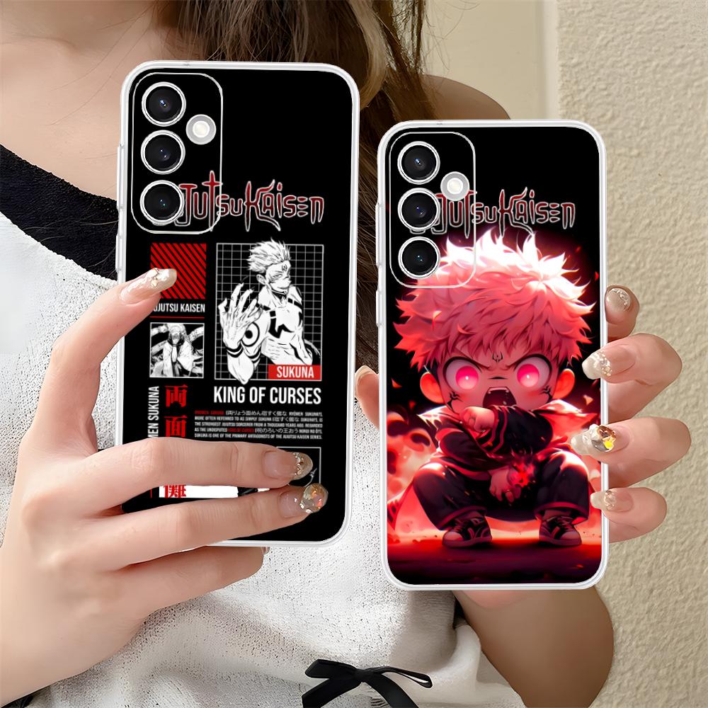 Jujutsu Kaisen Sukuna Mobile Phone Case for Samsung Galaxy S25 S24 S23 S22 S21Plus FE Ultra Clear Colorful Cover Pretty Luxury