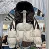 Color matching hooded down jacket women's short winter new thickened white duck down bread jacket warm jacket