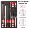 9 Pcs/set Ball Head Socket Extension Rod Ratchet Extension 1/2 1/4 3/8 Inch Chromium-vanadium Steel Drive Socket Repair Tool Kit