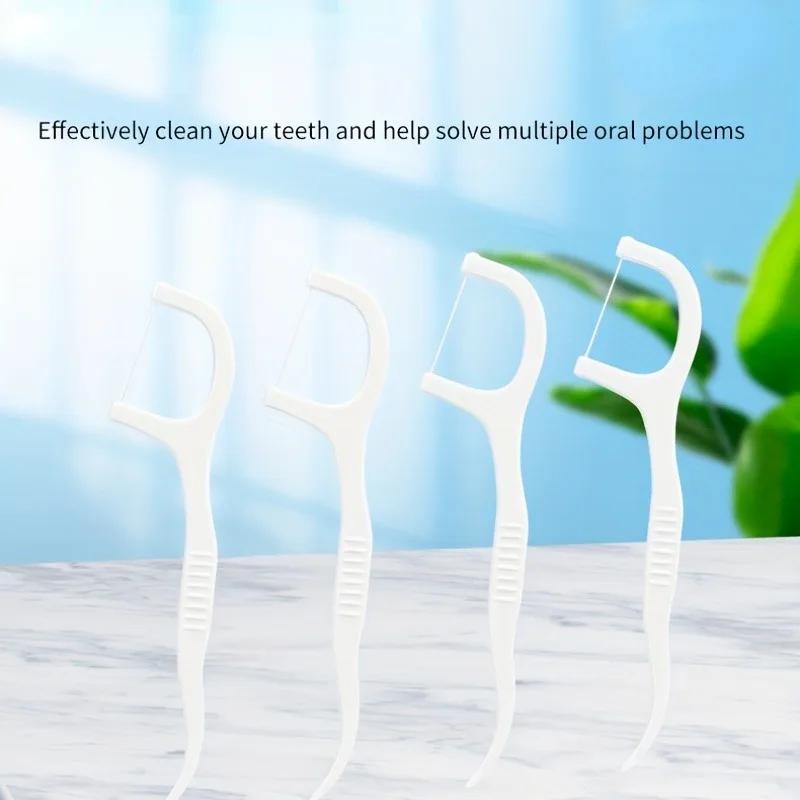 300 Pieces Per Bag, Floss Sticks Dental Flosser, Polymer Smooth Floss Picks Oral Hygiene Cleaning Brushes, Teeth Cleaning Tools.