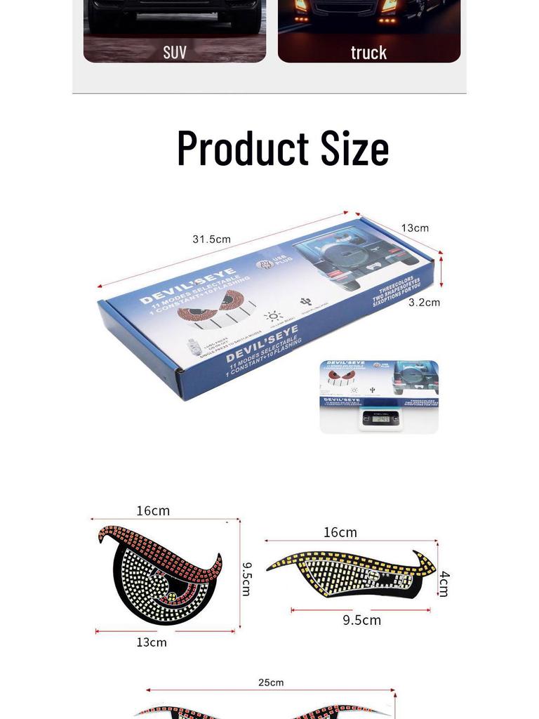 Vampire Demon Eye LED Car Light: Personalized Decorative Warning Lamp