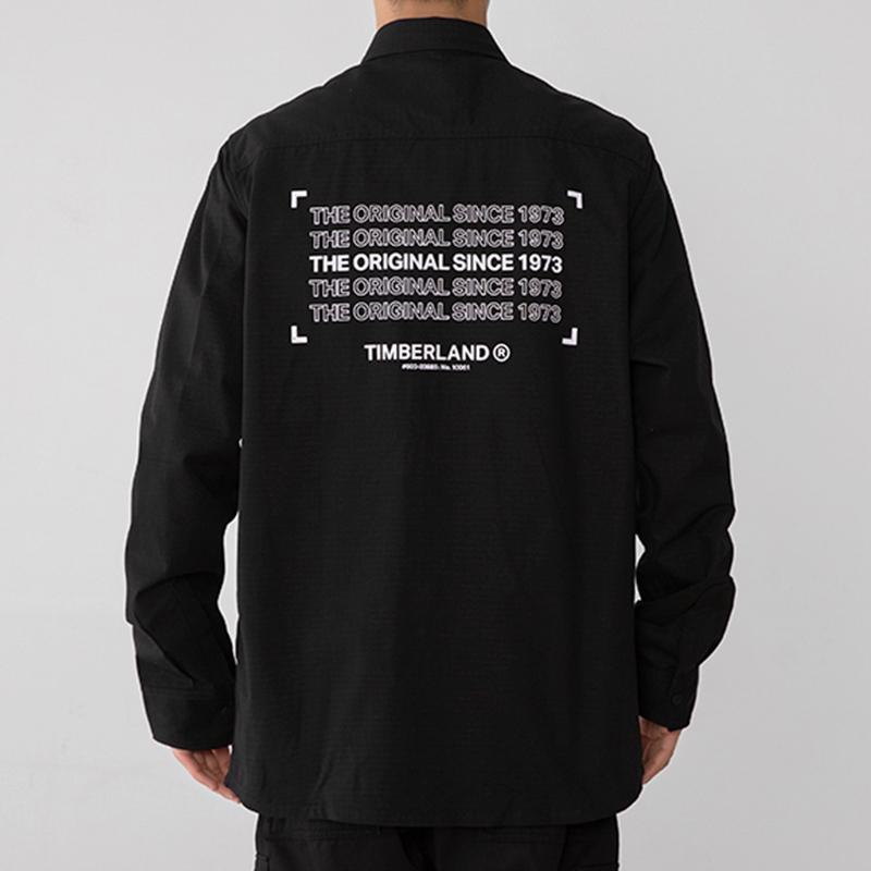 Timberland Letter Print Casual Polo Shirt Men shirts Black A22AZ-001