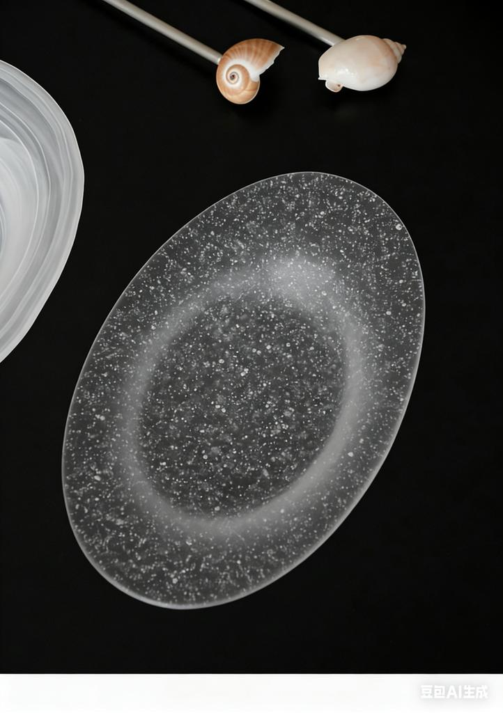 Handmade Cloudy Bubble Frosted Glass Oval Plate, Lead-Free Japanese Style Small Dish for Snacks, Fruit, Salad, Desserts & Pastri