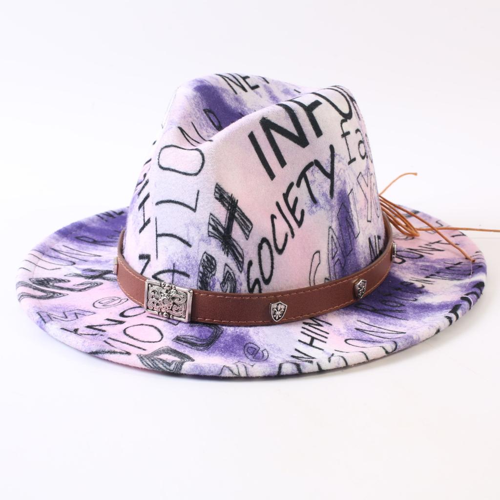 New European and American style letter printing fashion top hat men's and women's fashion jazz hat sunscreen sun hat