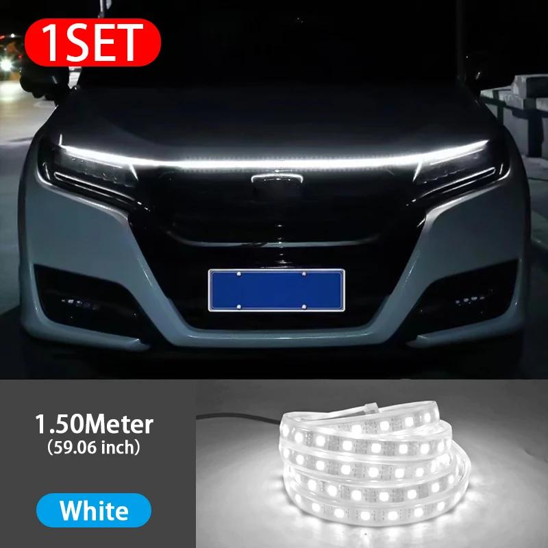 Car Hood LED Daytime Running Light Scan Starting Waterproof Flexible Auto Engine Hood Guide Decorative Ambient Lamp 12V