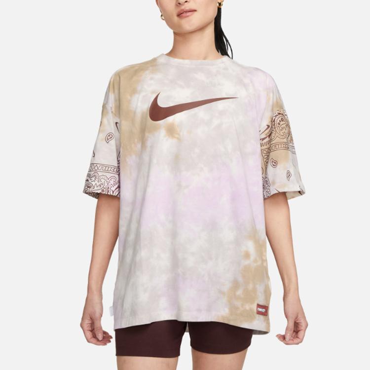 New Nike Drop Shoulder Sleeve T Shirt Women's Khaki FJ7731-030