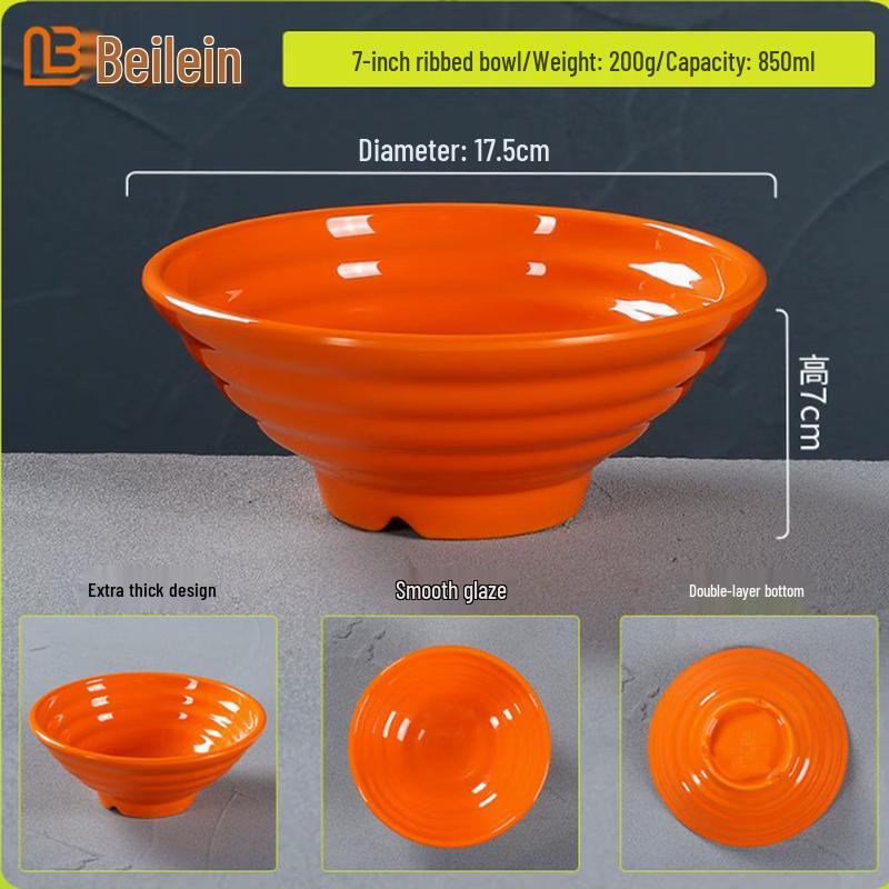 Beilaien Commercial Melamine Noodle Bowls 7-inch (Pack of 5)