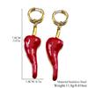 Red Cute Chill Pepper Earrings For Women Men Stainless Steel Enamel Gold Color Fashion Y2K Dangle Drop Ear Jewelry Accessory