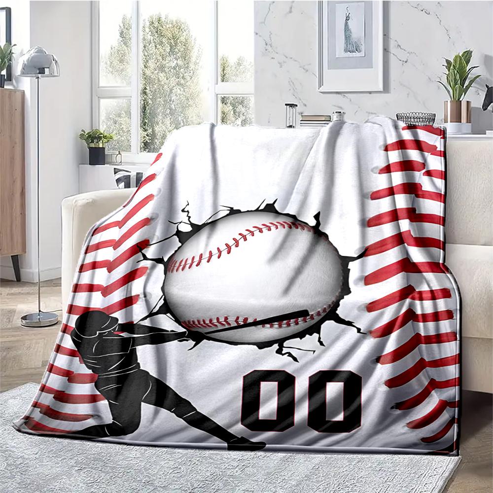 Baseball Theme Printed Blanket - Perfect for Couch, Bed, Travel & Outdoor Use | Machine Washable, Cozy & Durable.