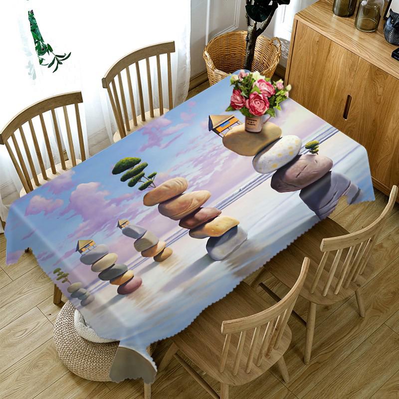 Waterproof Thicken Tablecloth Colorful Lines Sexy Flower Merry Christmas Rectangular Round For Wedding Party Decor