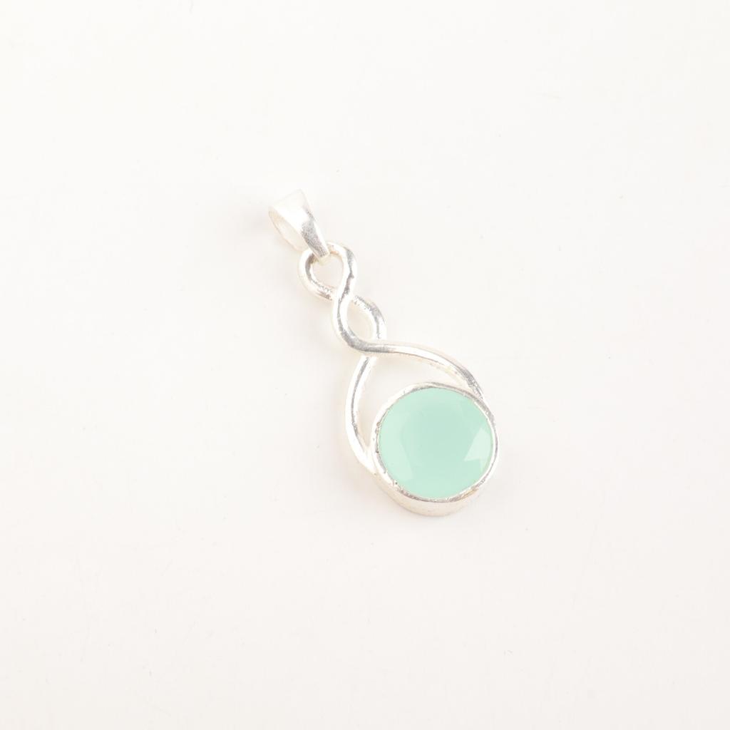 Aqua Chalcedony Gemstone 925 Sterling Silver Jewelry Handmade Pendant Gift Idea CP-25-14