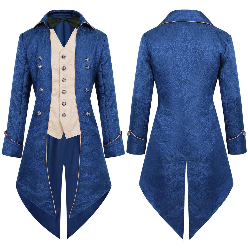 Men Medieval Tuxedo Coat Retro Steampunk Party Renaissance Costume Victorian Tailcoat Stage Halloween Event Long Jackets