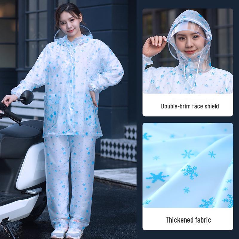 Women's Long Raincoat & Pants Set - Stormproof, Waterproof, Split Style for Electric Vehicles