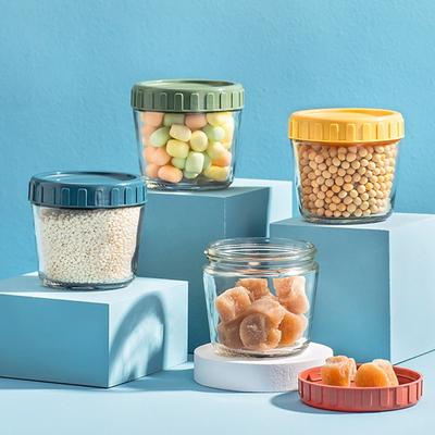 Glasförvaringsburk Förseglad Matförvaringsbehållare Hushåll Multifunktionell Liten Tebehållare Spannmål Godisförvaring Sallad Dessertskål