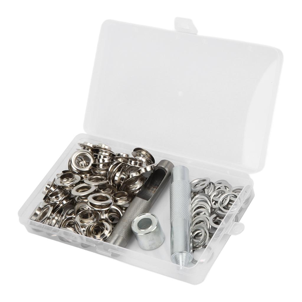 100 Sets Grommets Silver Color Wear Resistant   Production Robust Structure Grommet Tool for Clothing Shoes