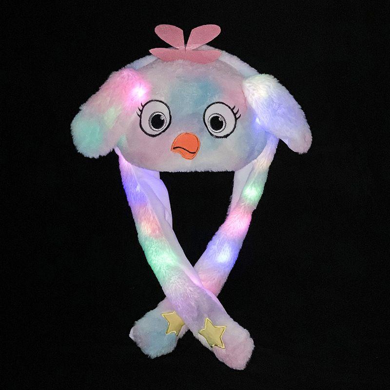Rabbit Cartoon Womens Hat Winter Plush Moving Bunny Ears Shine Earflaps Movable