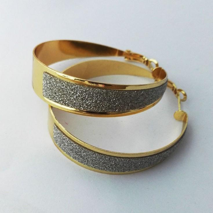 Trendy Frosted Circle Earrings - European  American Rock Nightclub Style