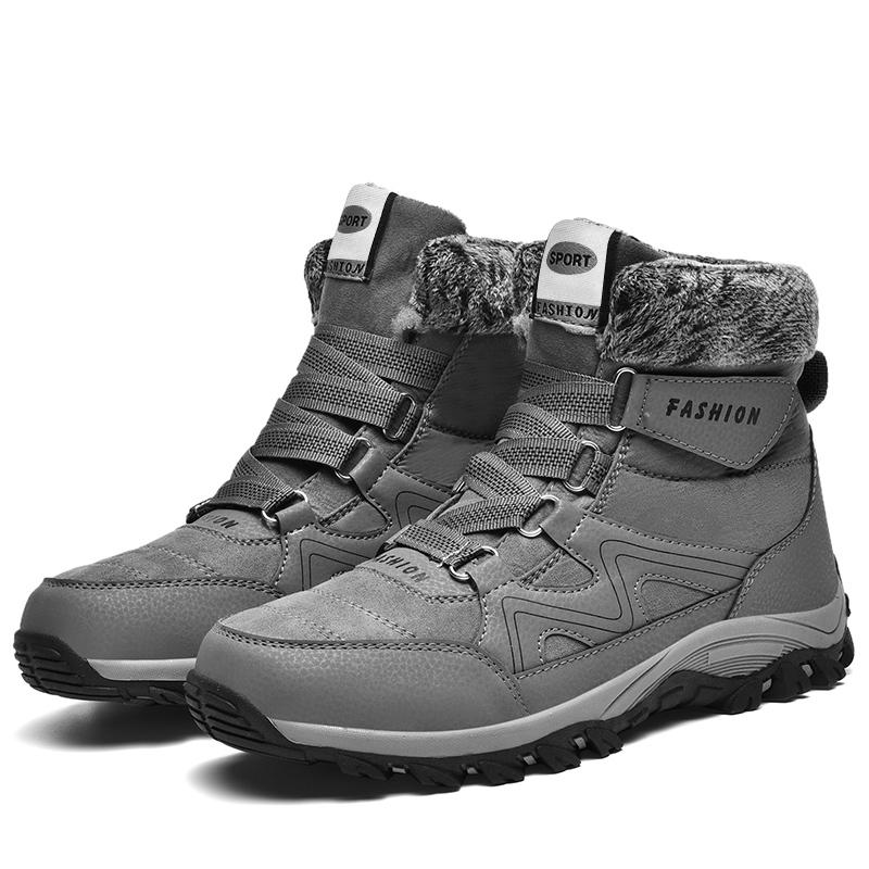 

Парные большие размеры противоскользящие износостойкие модные уличные высокие хлопковые ботинки зимние ботинки для сноуборда повседневная мужская обувь 36-48 48 серый