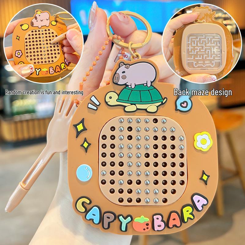 Capybara Maze Magnetic Steel Ball Keychain Toy & Backpack Pendant