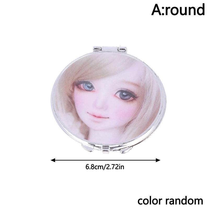 3D Image Cute Doll Mini Pocket Mirror Small Portable Mirror Double-Sided Plastic Makeup Mirror Flip Makeup Mirror