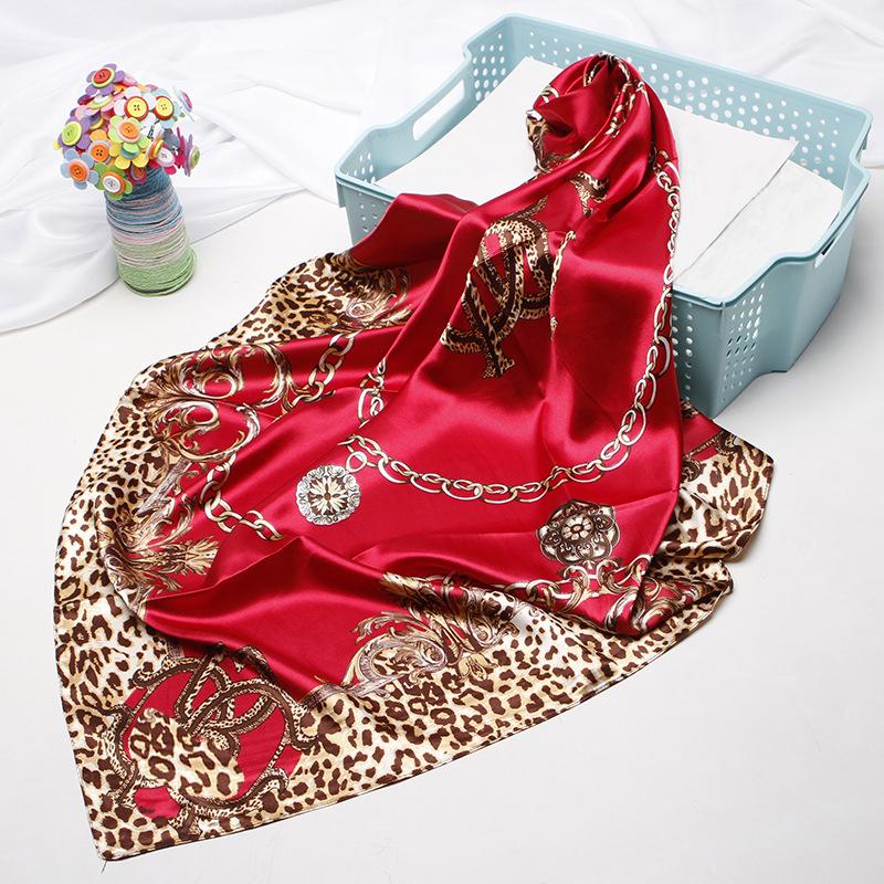 New Women Silk Scarf For Neck Hair Designer Bag Warp Soft Neckerchief Hijab Headscarf Female Foulard Print Paisley Scarf 90*90cm