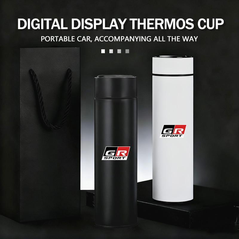 For Toyota Car Logo Badge Intelligent Thermos Cup Auto Smart Digital Thermos Cups Supra Aygo Prado RAV4 Hilux Yaris Corolla