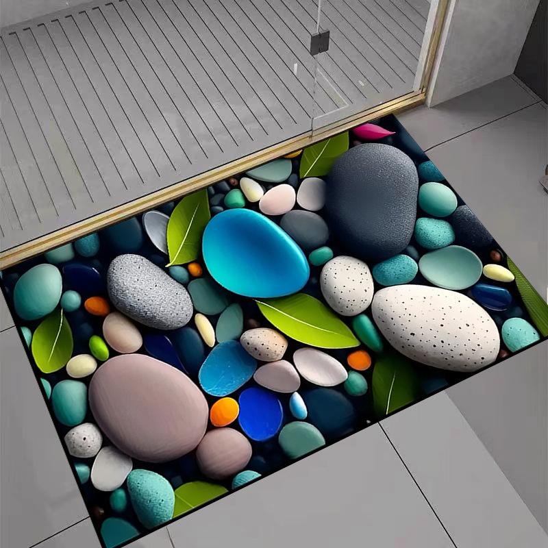 

Коврик для пола Pebble 3D для дома, ванной комнаты, водопоглощающий, быстросохнущий, коврик для ног, противоскользящий и износостойкий 40 * 60cm