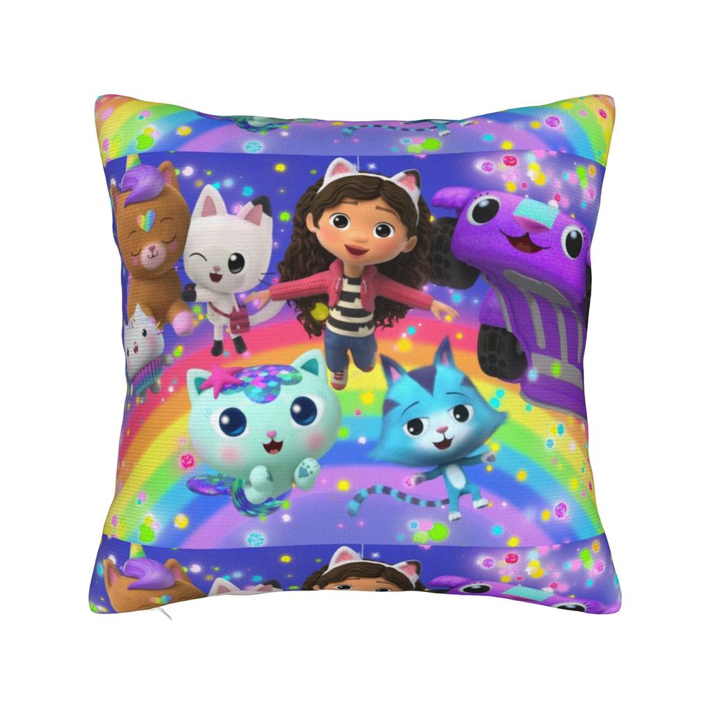 Gabby Dollhouse Cartoon Pillowcase Polyester Cushion Cover Decorative Cute Animals Pillow Case Cover Home Square 45X45cm