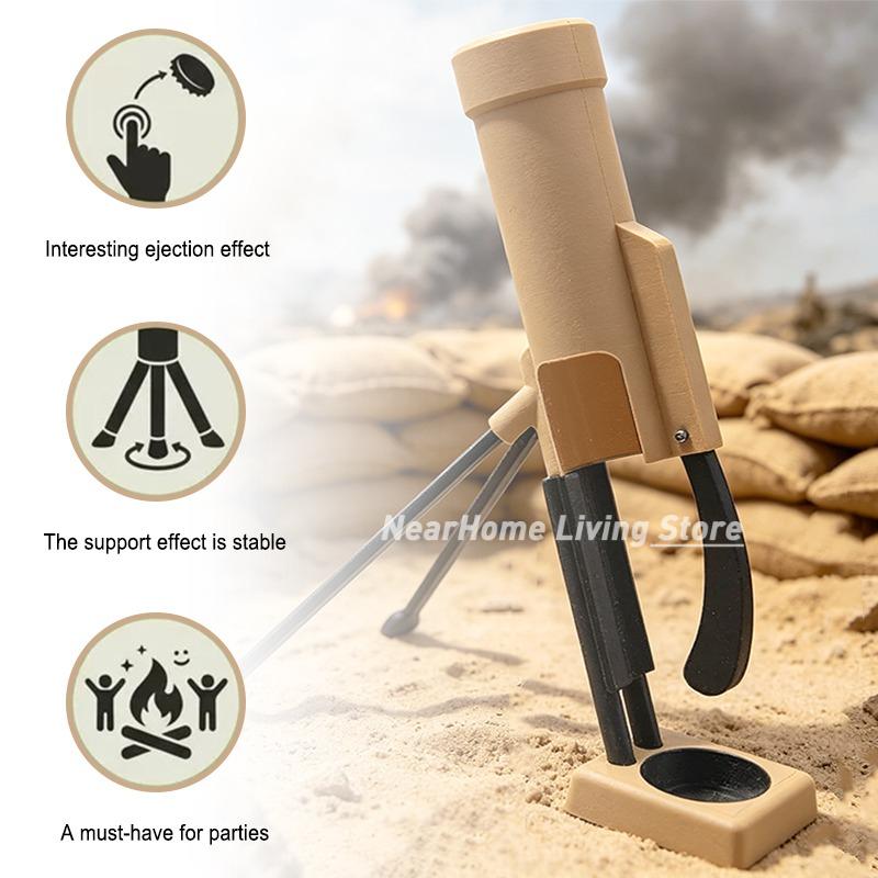 Mortar Style Beer Bottle Opener Creative Cap Launcher 330/500ML Eco-Friendly Bar Decor for Men Dad Camping Travel