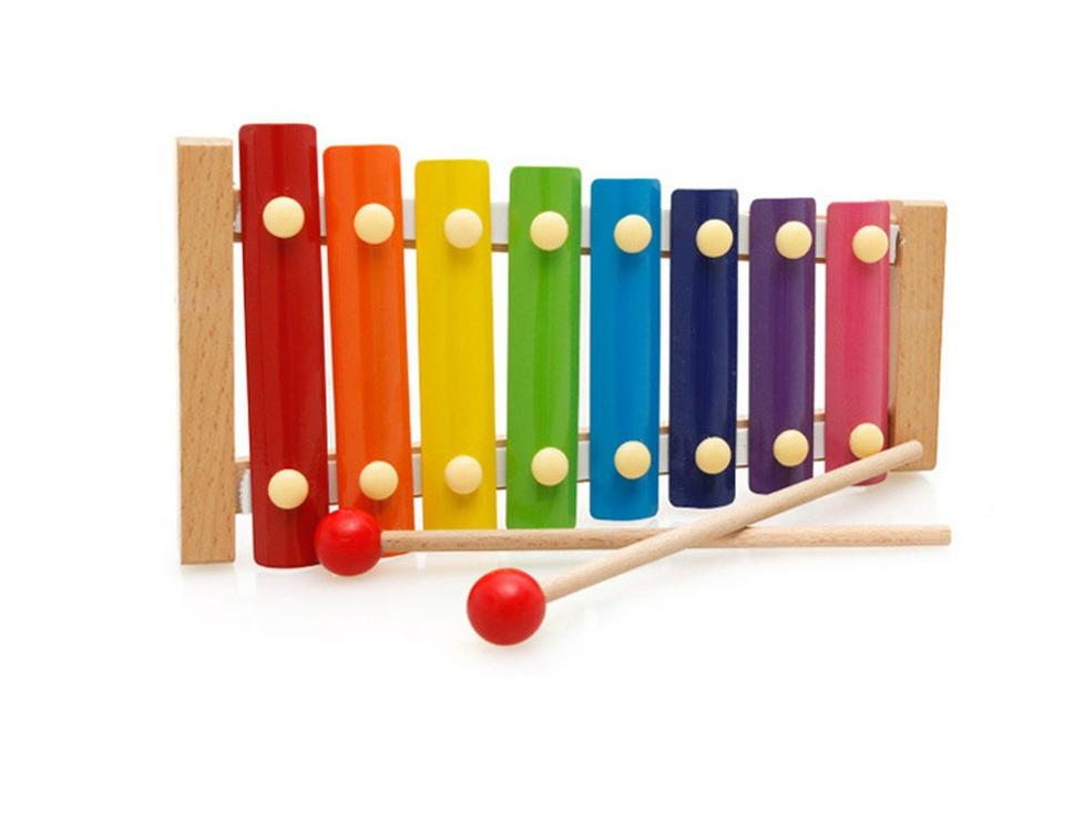 Wooden Eight-Note Xylophone Toy for Children - Orff Music Log Instrument