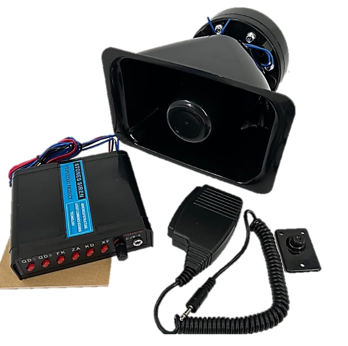 

S TS Loudspeaker for Cars, Vehicles, and Marine Use, 12V 100W 7A 150DB, with Microphone and Amplifier, 6 Siren Types, and High Volume