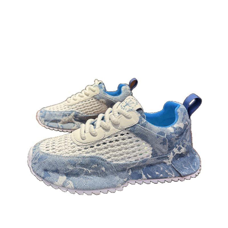 Outdoor summer hollow sports shoes fashionable versatile men's shoes new mesh breathable men's shoes thick sole increase