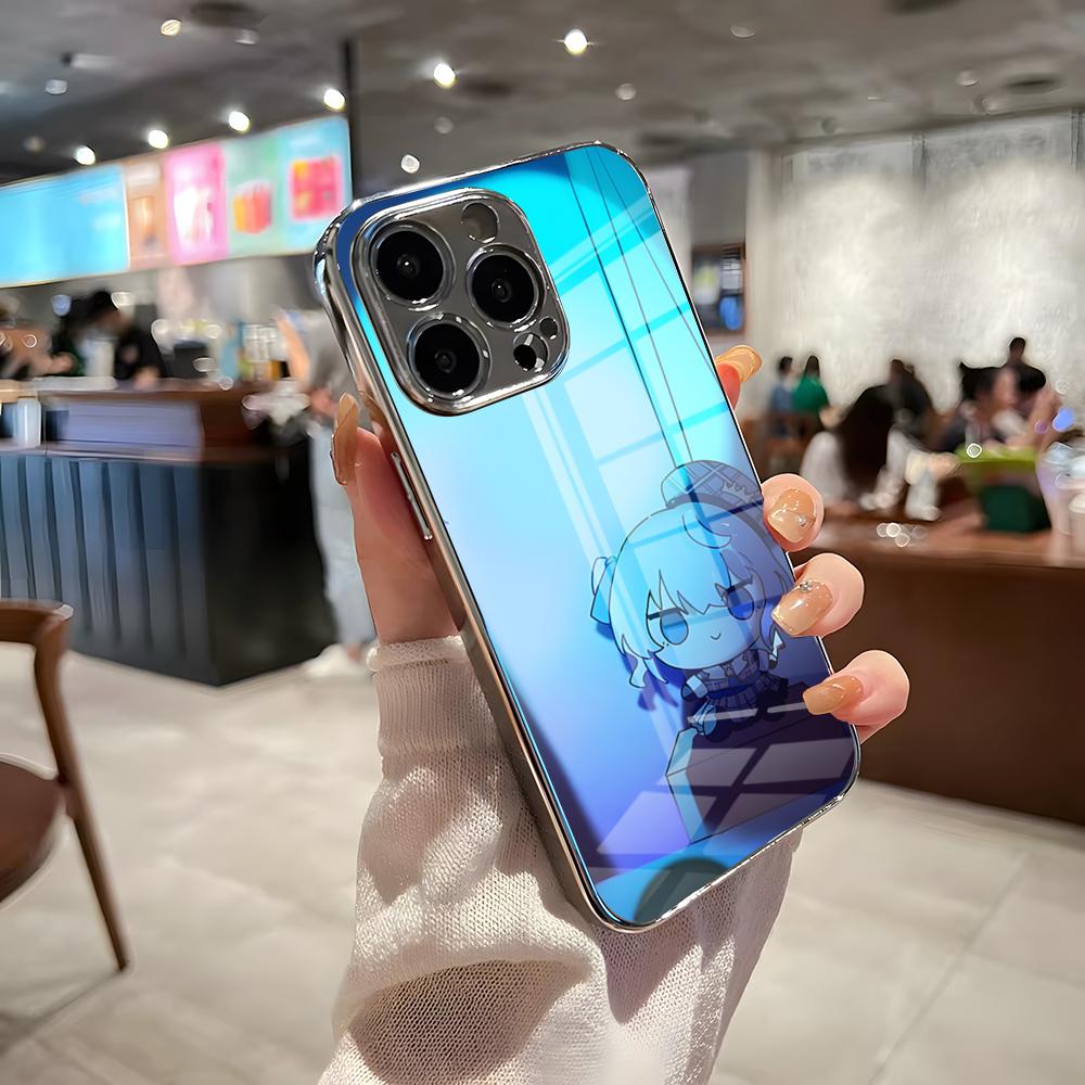 

H-Hoshimachi Suisei Phone Case For IPhone 17 Pro Max 15 Pro 16 14 Plus 12 13 Mini 11 Pro Shockproof Electroplated Glass Cover iPhone 14 Plus