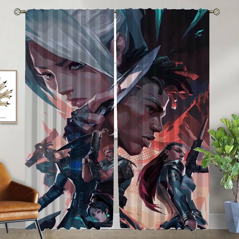 

Valorant Оконная Штора для Комнаты 2 Панельные Шторы Детская Комната Хэллоуин Украшения Раздел Домашний Интерьер Шторы Оттенки Гостиная W50xH70cmx2pcs-CL