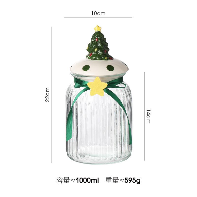 Christmas Style Candy Jar Biscuit Nut Sealed Jar Snack Storage Food Grade Glass Storage Jar