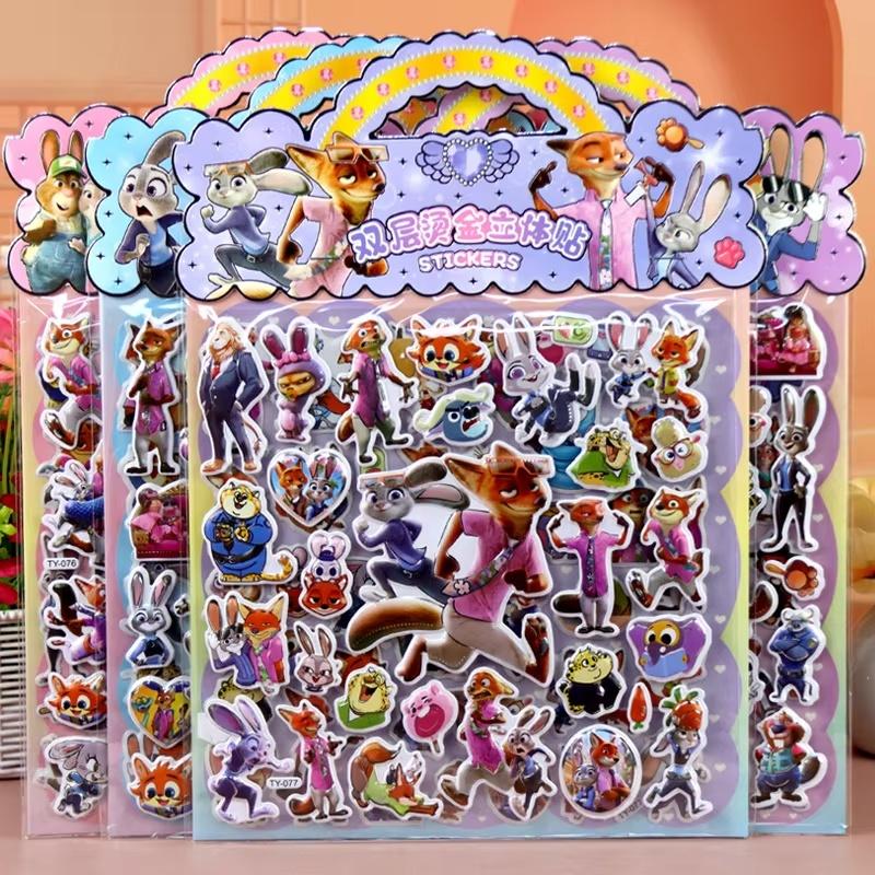 Zootopia Nick Judy3D Stereo Cartoon Double-Layer Sticker Animated Movie Merchandise Peripheral Mobile Phone Refrigerator Sticker