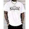 European Size Men'S Casual Fashion Personalized Team Letter Print Short-Sleeve T-Shirt, Made Of, Lightweight At 6.35 Oz Per Square Meter