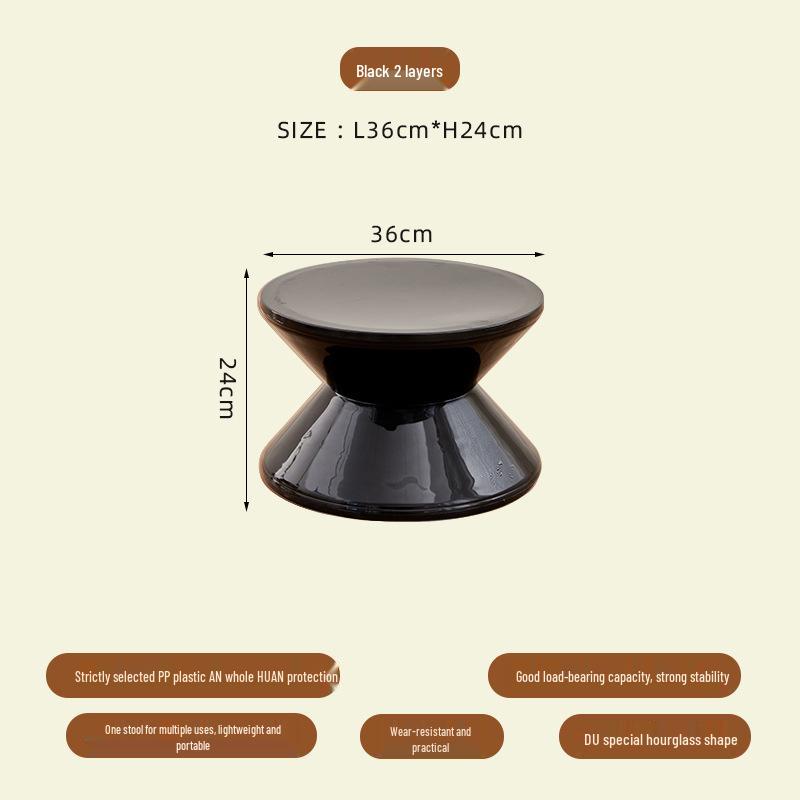 Nordic Hourglass Living Room Bench - Creative Plastic Bedside Stool for Small Apartments, Simple Shoe Changing Seat, Entrance or Household Use.