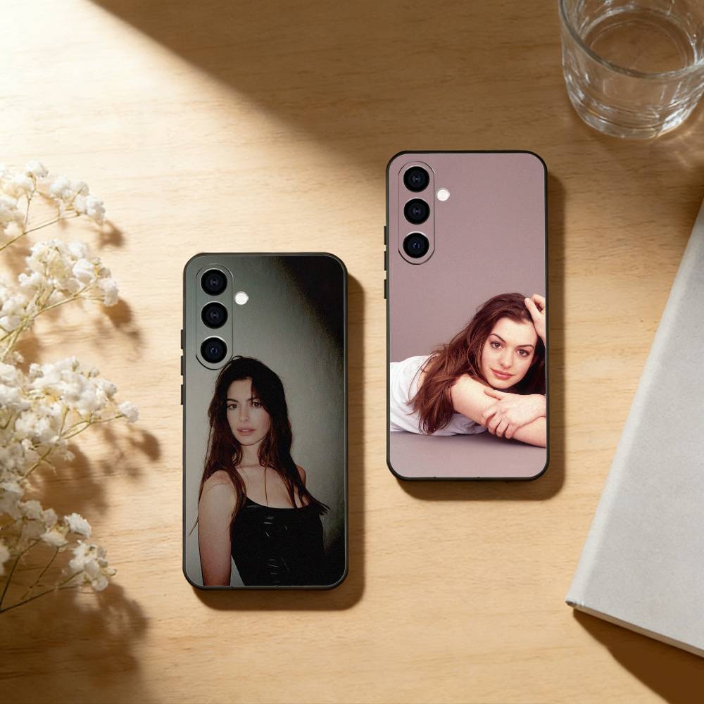 Anne Hathaway Phone Case Black Silicone Soft For Samsung Galaxy A73,A72,A71,A70,A53,A52,A51