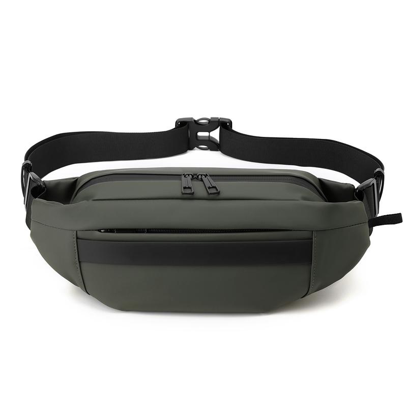 1 Men's Multifunctional Sports Waist Bag - Multi-layer Zipper Closure, Adjustable Chest Bag, Sports Style Crossbody Bag