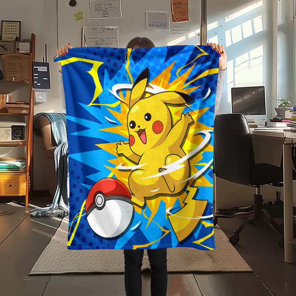 Pikachu and Eevee  Print Flannel Blanket, High quality Comfortable for All Seasons, Home Decor, Warmth and Comfort