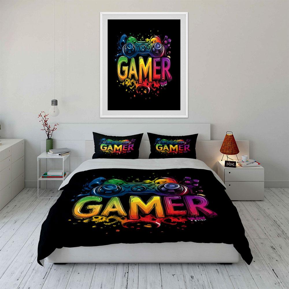 Gaming Room Art Decor Set Soft Comfortable Duvet Cover Bedding Set Included 1*Duvet Cover & 2*Pillowcases, Gift